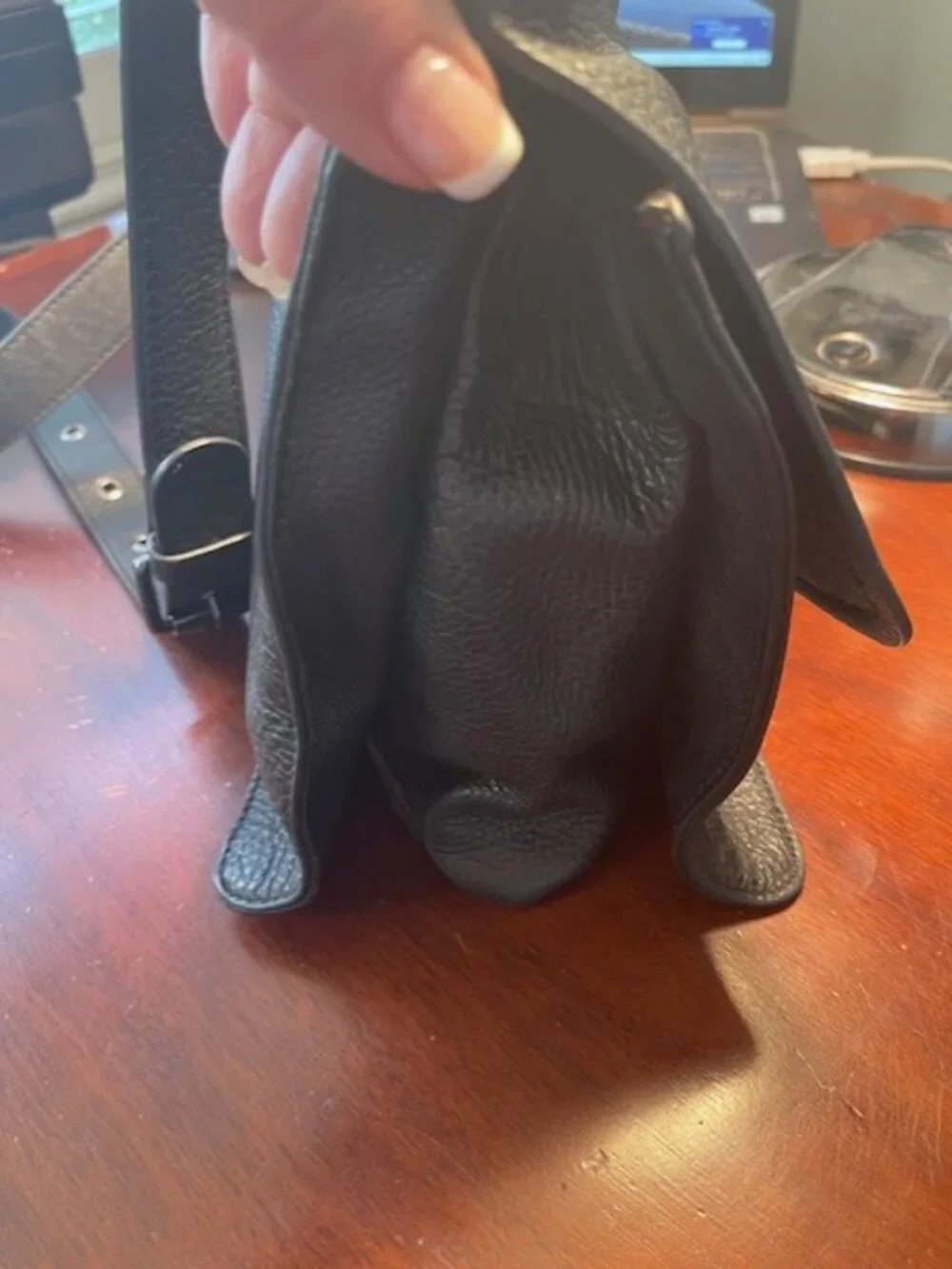 Rachel Roy Black leather expandable crossbody